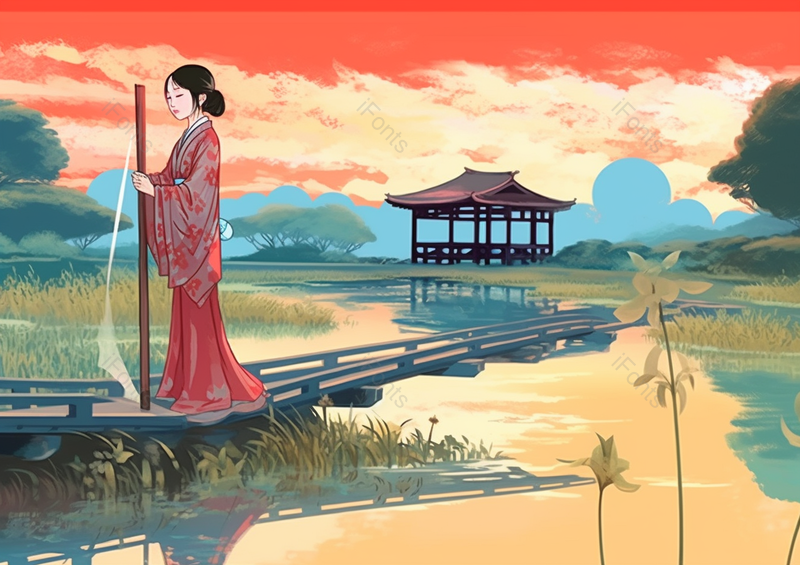 中国国潮国风中式古风汉服少女插画,插画/手绘图,插画/手绘图库,插画/手绘图下载,插画/手绘
